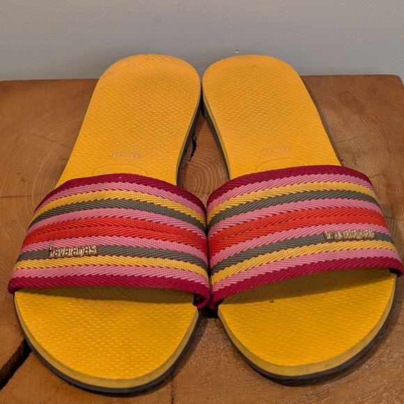 Havaianas Slides You Malta Mix Sandals Beach Pool Casual Pop of Color - Size 11 - Picture 1 of 4